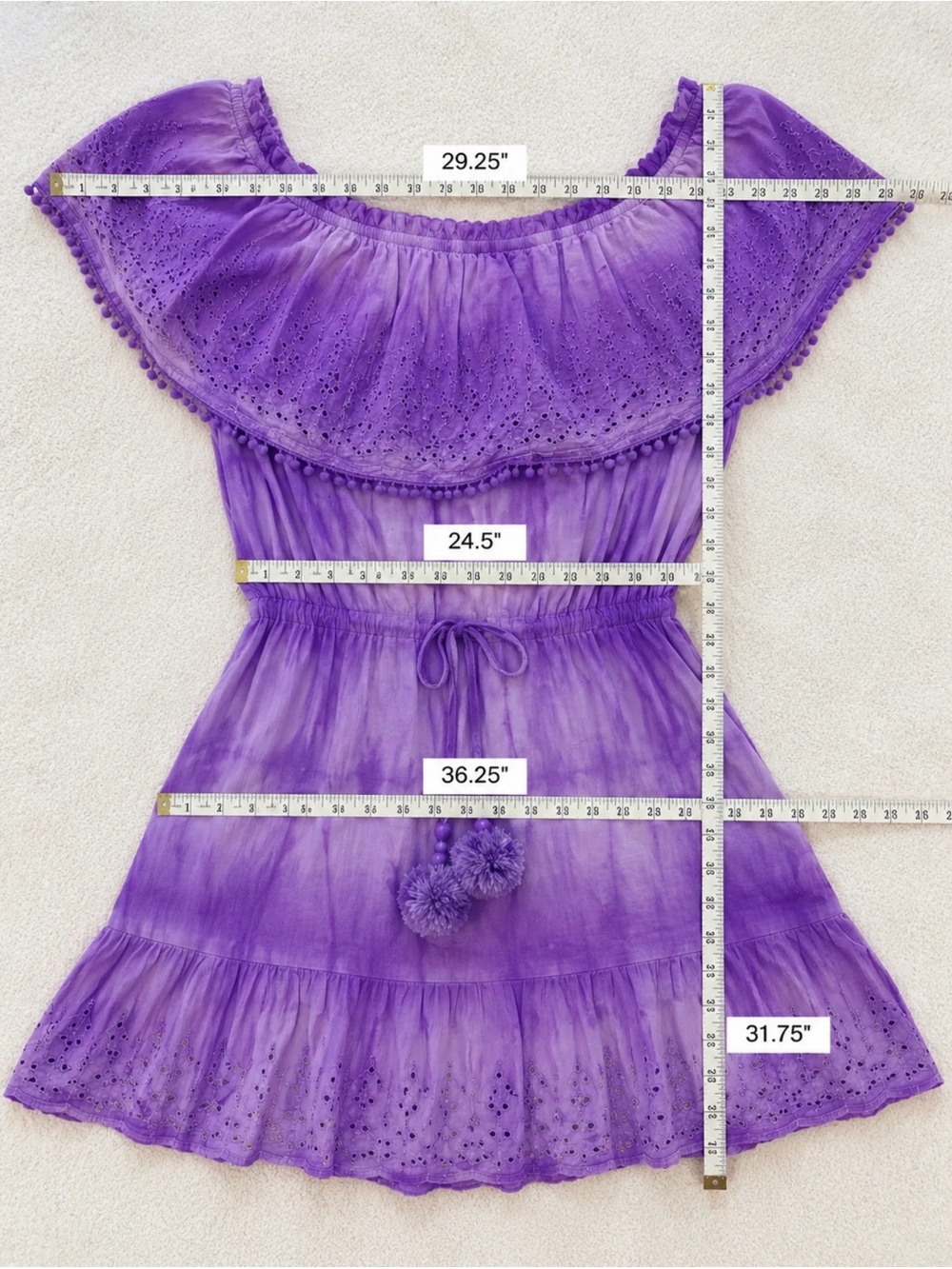 Ramy Brook Lavender Eyelet Tie-Dye Mini Dress - Picture 5 of 5